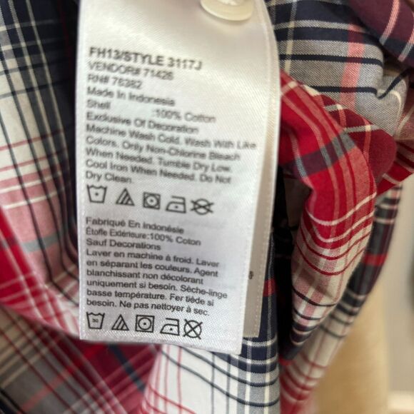 Timberland Mens Red Navy White Long Sleeve Button Plaid Shirt With Pocket Sz XXL - Picture 8 of 14